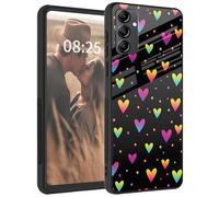 for Samsung Galaxy A14 5G Phone Case,Tempered Glass Back+Soft Silicone TPU Shockproof Anti-Scratch Protective Phone Case for Samsung A14 5G,Pink Cute Love Heart