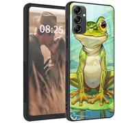 for Samsung Galaxy A14 5G Phone Case,Tempered Glass Back+Soft Silicone TPU Shockproof Anti-Scratch Protective Phone Case for Samsung A14 5G,Watercolor Frog -1024