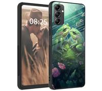 for Samsung Galaxy A14 5G Phone Case,Tempered Glass Back+Soft Silicone TPU Shockproof Anti-Scratch Protective Phone Case for Samsung A14 5G,Cute Frog