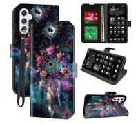 for Samsung Galaxy A15 5G Wallet Phone Case with RFID Blocking, 4 Card Holders, Kickstand, Wrist Strap - Magnetic PU Leather Flip Protective Cover Case for Samsung A15, Cosmic Stars&Dream Catcher