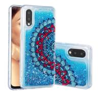 for Samsung Galaxy A15 Case, 3D Glitter Quicksand Flowing Liquid Bling Sparkle Cute Clear Transparent TPU Gel Silicone Shockproof Cover Protective Case for Girls Women Butterfly Totem flower