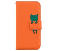 for Samsung Galaxy A15 Case, Shockproof PU Leather Flip Notebook Cartoon Frog Wallet Phone Case with Magnetic Kickstand Card Holder Folio Soft TPU Bumper Protective Cover for Samsung Galaxy A15 Orange