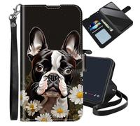 for Samsung Galaxy A16 5G/4G Wallet Case 6.7" 2024 with Card Holder Slots Wrist Strap Women Men RFID Blocking PU Leather Folio Flip Kickstand Cover with Boston Terrier Dog Shockproof Phone Case
