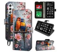 for Samsung Galaxy A16 5G/4G Wallet Phone Case with RFID Blocking, 4 Card Holders, Kickstand, Wrist Strap - Magnetic Leather Flip Protective Cover Case for Galaxy A16,Two Love Rainbow Lorikeets