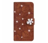 for Samsung Galaxy A16 Case, Glitter PU Leather Handmade Bling Sparkly Diamonds Buckle Gems Butterfly Wallet Phone Cases Protective Cover with Stand Card Slots Magnetic for Samsung Galaxy A16 brown
