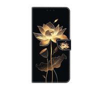 for Samsung Galaxy A16 Case, Premium Flip Shockproof PU Leather Shock-Absorption Folio Phone Cases with Card Slots Kickstand Magnetic Protection Wallet Skin for Samsung Galaxy A16 Golden lotus