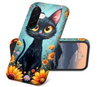 for Samsung Galaxy A17 5G Case 6.7" Hybrid Dual Layer Women Girls Slim Hard PC Shell Soft TPU Silicone Bumper Rugged Shockproof Protective Cell Phone Cover for Samsung A17 5G 2025,Black Cats