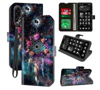 for Samsung Galaxy A17 Wallet Phone Case with RFID Blocking, 4 Card Holders, Kickstand, Wrist Strap - Magnetic PU Leather Flip Protective Cover Case for Samsung A17, Cosmic Stars&Dream Catcher