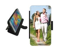 For Samsung Galaxy A20e personalised phone case wallet flip case photo on the front panel Black