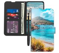 for Samsung Galaxy A23 5G/4G Wallet case,Card Holder Wrist Strap, Leather Flip Folio Magnetic Clasp Kickstand,Drop Protection TPU Inner Cover for Samsung A23,Coastal Village