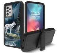 for Samsung Galaxy A23 5G Case, with Swivel Belt Clip Heavy Duty Shockproof TPU Protection Phone Cover for Samsung A23 5G,White Wolves