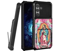 for Samsung Galaxy-A25-5G-Phone Case, 4-Card Credit Card Holder ID Slot Dual Layer Shockproof Soft Silicone Shell Case for Galaxy A25,Catholic