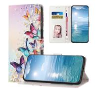 for Samsung Galaxy A26/A17 Case, PU Leather Wallet, Magnetic Flip Folio Cover with Wrist Strap, Card Holders, Shockproof TPU, and Kickstand for Samsung Galaxy A26/A17,butterflies