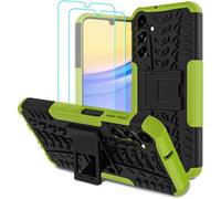 for Samsung Galaxy A26 / A17 Phone Case, Shockproof Hybrid [Tough] Rugged Armor Protective Cover, Phone Case with Built-in [Kickstand] with 2 x Screen Protector Glass for Samsung A26 (5G) - Green