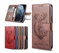 for Samsung Galaxy A32 5G Case, Embossed Lucky Deer PU Leather Flip Notebook Wallet Phone Cases Folio Magnetic Protective Cover with Stand Card Holder Slots for Samsung Galaxy A32 5G brown