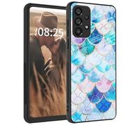 for Samsung Galaxy a33 5G Case,Tempered Glass Back+Soft Silicone TPU Shockproof Anti-Scratch Protective Phone Case for Samsung a33 5G,Flash Fish