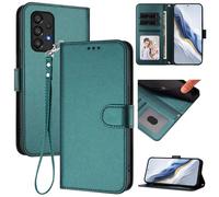 for Samsung Galaxy A33 5G Wallet Case, Slim Leather Wallet Phone Case with Card Slots, Wrist Strap & Kickstand, Shockproof Protective Cover for Men Women(Dark Green)