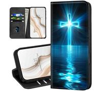 for Samsung Galaxy A35 5G Wallet Case with RFID Blocking Card Holder for Women Men PU Leather Flip Folio Stand Kickstand Strong Magnetic Shockproof Phone Case for Samsung A35 5G,Christian Jesus Cross