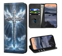 for Samsung Galaxy A35 5G Wallet Case with [RFID Blocking] Card Holder Kickstand Magnetic PU Leather Flip Folio Card Slots Protective Phone Case for Samsung A35 5G 6.6", God Jesus Christian Cross