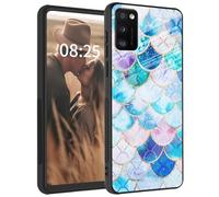 for Samsung Galaxy A41 4G case,Tempered Glass Back+Soft Silicone TPU Shockproof Anti-Scratch Protective Phone Case for Samsung A41 6.1 Inch,Flash Fish