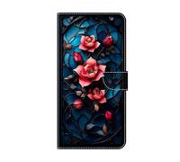 for Samsung Galaxy A52/A52S Case, PU Leather Wallet, Magnetic Flip Folio Cover with Wrist Strap, Card Holders, Shockproof TPU, and Kickstand for Samsung Galaxy A52/A52S,Red Rose