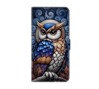 for Samsung Galaxy A52/A52S Case, PU Leather Wallet, Magnetic Flip Folio Cover with Wrist Strap, Card Holders, Shockproof TPU, and Kickstand for Samsung Galaxy A52/A52S,Owl