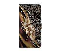 for Samsung Galaxy A70 Case, Premium Leather Painted Wallet Book Flip Stand View Phone Cover with Card Holder Slots Compatible with Samsung Galaxy A70,Metal flower