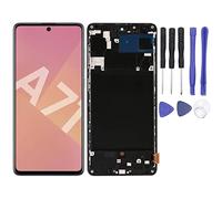 For Samsung Galaxy A71 SM-A715 A715F A715FD LCD Display Touch Screen Digitizer Replacement Full Assembly Frame TFT Material with Free Tool Kit Black (No Fingerprint)