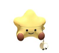 for Samsung Galaxy Bud 3 Pro Case/Buds3/Buds 3 FE, Creative Cartoon Sitting Star Silicone Shockproof Protective Cover Headphone Earphone EarPods Case +Moon Hook -Lucky Happy Yellow Star
