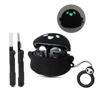 for Samsung Galaxy Buds 3 Pro Case & Galaxy Buds 3 Case Cover with Cleaner kit [Eyes Glowing in The Dark] Soft Silicone Anime Funny Ghost Cute Cases for Galaxy Buds3 Pro/Buds3 for Men Women - Black