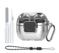 for Samsung Galaxy Buds 3 Pro Case/Galaxy Buds 3 Case with Secure Lock Clip, Flexible TPU Clear Case for Galaxy Buds Pro 3 Shockproof Protective Cover with Cleaner Kit&Carabiner&Lanyard (Clear)