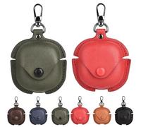 for Samsung Galaxy Buds Core Business Leather Bluetooth Earphone Protective Case with Hook(Red)