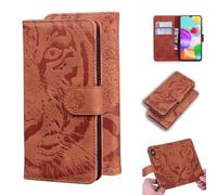 for Samsung Galaxy M15/F15 Case, Shockproof Premium PU Leather Embossed Tiger Phone Cases, TPU Inner Shell, RFID Blocking, Card Holder Viewing Stand Flip Wallet Cover for Samsung Galaxy M15/F15 brown