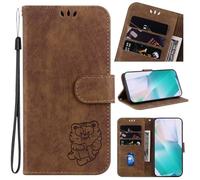 for Samsung Galaxy M15/F15 Case, Shockproof PU Leather Embossed Tiger Notebook Flip Wallet Phone Cases Folio TPU Bumper with Stand Card Slots Magnetic Protective Case for Samsung Galaxy M15/F15 brown