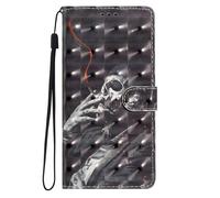For Samsung Galaxy M36 Case, Shockproof 3D PU Leather Wallet Flip Case Cover with [Built-in Kickstand] [Magnetic Clasp] [Card Holder] for Samsung Galaxy M36, Skull