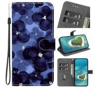 for Samsung Galaxy M55 Case, Magnetic Protective PU Leather Shockproof Wallet Flip Phone Case with Card Holder Kickstand Cover for Samsung Galaxy M55,Ink Blue
