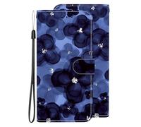 for Samsung Galaxy M55 Wallet Flip Folio Case, for Samsung Galaxy M55 Card Holder RFID Wallet, Art Designed Flip Cover Case Ink-wash Blue Floral Design Painting Full Body Protection
