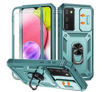for Samsung Galaxy S20 FE Case with Camera Cover Slider, 2*Screen Protectors,Build in 360°Rotating Ring Kickstand, Military Grade Protective Case for Galaxy S20 FE 5G 6.5"-Green