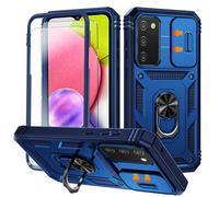 for Samsung Galaxy S20 FE Case with Camera Cover Slider, 2*Screen Protectors,Build in 360°Rotating Ring Kickstand, Military Grade Protective Case for Galaxy S20 FE 5G 6.5"-Blue