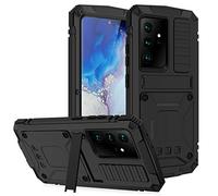 For Samsung Galaxy S21 Ultra 5G Case, Aluminum Metal Gorilla Glass Waterproof Shockproof Military Heavy Duty Sturdy Protector Cover Hard Case for Samsung Galaxy S21 Ultra (Black)