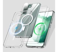 for Samsung Galaxy S22 Case Compatible with MagSafe Wireless Charging,with Self Healing Flexible TPU Film[2 Pack] and Camera Lens Screen Protective Film[2 Pack], Anti-Scratch Magnetic (Clear)