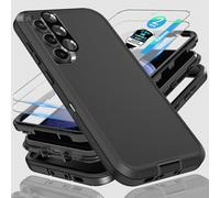 for Samsung Galaxy S23 FE Case, 3-in-1 heavy-duty protection with 2 * 9H Glass Screnn Protector，1*Super lens film and Shockproof, Drop Proof, Ultra-Rugged Phone cover S23 FE 6.4"-Black