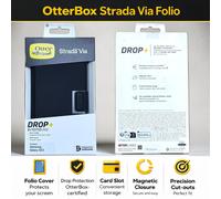 OtterBox Folio Wallet Case Strada Via – Flip Cover for Samsung Galaxy S23, Card Holder, Black
