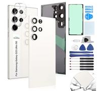 for Samsung Galaxy S23 Ultra Back Glass Replacement for Samsung S23 Ultra 5G 2023 Rear Glass Replacement SM-S918 Battery Cover Housing Door Accessories Parts with Repair Tools (White)