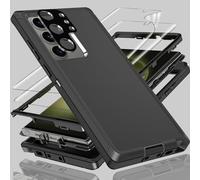 for Samsung Galaxy S23 Ultra Case, 3-in-1 heavy-duty protection with 2*Flexible TPE film，1*Super lens film and Shockproof, Drop Proof, Ultra-Rugged Phone cover S23 Ultra 6.8"-Black