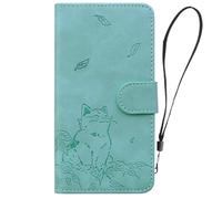 for Samsung Galaxy S23 Ultra Case, Shockproof PU Leather Wallet Phone Case Embossed Persian Cat with Stand Card Slot Holder Notebook Slim Fit TPU Bumper Flip Folio Protective Cover green