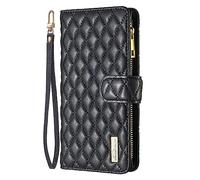 for Samsung Galaxy S24 Case, Zipper Flip Wallet Shockproof PU Leather Case for Women Girls with Zip Pocket Magnetic Clasp Viewing Kickstand Card Holder Cover for Samsung Galaxy S24, Black
