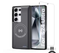 For Samsung Galaxy S24 Ultra Battery Case, Real 10000mAh Charging phone case Portable Power Bank Case with Magnetic Wireless Charging,Protective Charger phone case with battery pack Black