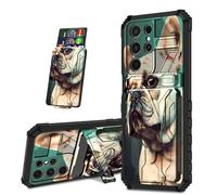 for Samsung Galaxy S24 Ultra Case, Black Shock-Absorbing TPU with Kickstand Detachable IDs Credit Card Slot Wallet Case for Samsung S24 Ultra,English Bulldogs