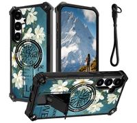 for Samsung Galaxy S25 5G Case with Wrist Strap, Slim Shockproof Hidden Kickstand Protective Cover, Car Mount Compatible Phone Case for Galaxy S25 5G 2025, Women Men, Flower Bible Psalm 18-18